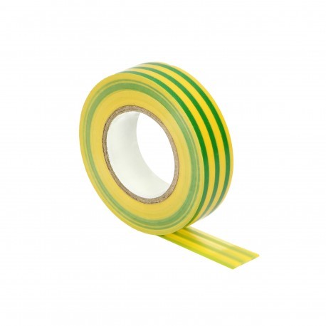 Zestaw 10 taśm izolacyjnych 19mm, żółto/zielona, uniepalniona, grubość 0,13mm, długość 20m OR-AE-13196/YG/20M/S