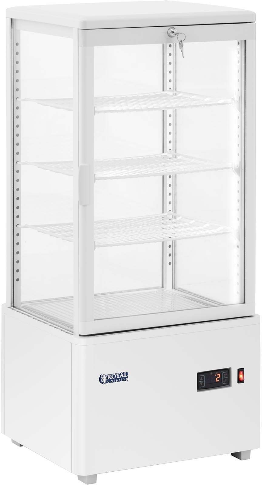 Royal Catering Witryna chłodnicza 78 l 4 poziomy biała zamykana RCCC-78-WT
