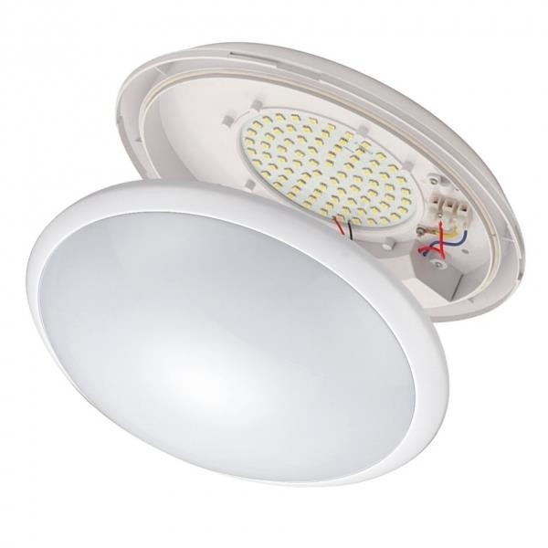 Orno Polska Plafon BREVA LED Z MIKROFALOWYM CZUJNIKIEM 81 SMD5050 16W IP54 POLIWĘGLAN MLECZNY Biały OR-PL-316WLPMM4