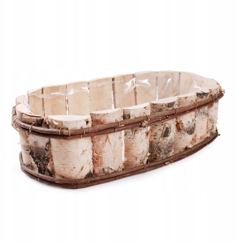Owalna Balkonówka Z Brzozy Z Folią 55x32x15h cm