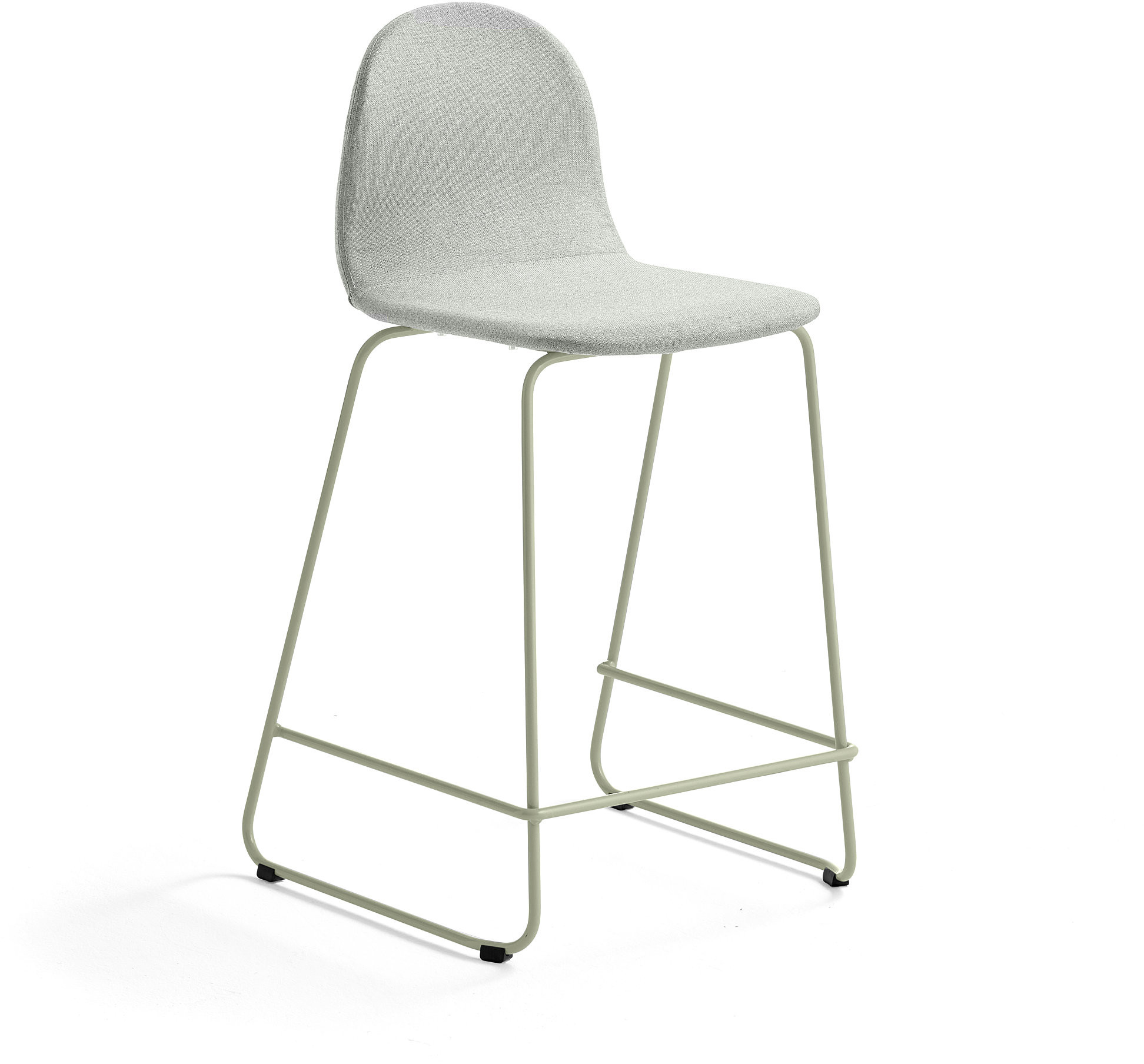 AJ Produkty Krzesło barowe GANDER, płozy, siedzisko 630 mm, tkanina, zielonoszary