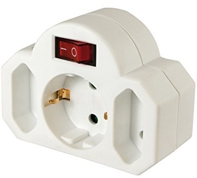 Arcas adapter 3-krotnie, ochrona dziecka biały z przełącznikiem 4260030258765