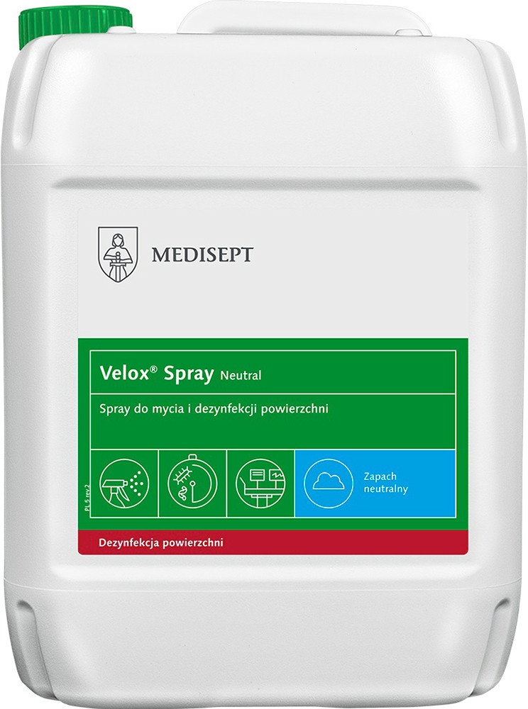 Medisept Velox Spray płyn do mycia i dezynfekcji Neutral 5 litrów SSE-ALKGOT-ML697