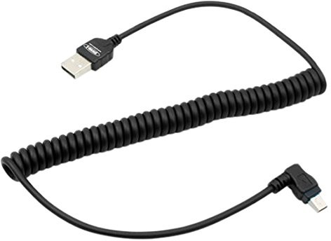 System-S Mini USB przewód elastyczny kabel spiralny z kablem do transmisji danych i ładowania 90 ° Wtyczka kątowa 90 stopni kątowana 50  135 cm 46905518