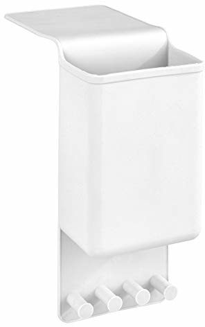 Wenko 23486100 uchwyt na prostownicę Ampio biały - uchwyt ścienny do prostownicy, mocowanie bez wiercenia, silikon, 10 x 36,5 x 6,5 cm