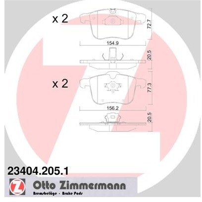 ZIMMERMANN Klocki hamulcowe - komplet 23404.205.1