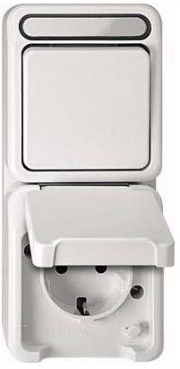 Merten kombi. Gniazdo wtykowe z zestykiem ochronnym z Podbij schtz/wechselsch dotykowe, Aqua Star, biel polarna, meg3494 8019 MEG3494-8019