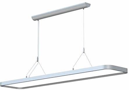 LEDAXO lampa wisząca LED PL-03-50-R, bezpośrednio-pośrednio promieniowana, 5000 lm/50W, 1-10V ściemniana, 4000K (neutralna biel), nadaje się do pracy z ekranem, srebrna, aluminiowa obudowa zaokrąglone