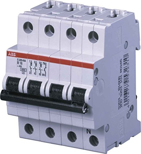 ABB Stotz S & J wyłącznik automatyczny bezpiecznik S203-c16na 6 KA 16 A C 3P + N (4P) system Pro M Compact wyłącznik nadmiarowo-prądowy 4016779532471 2CDS253103R0164