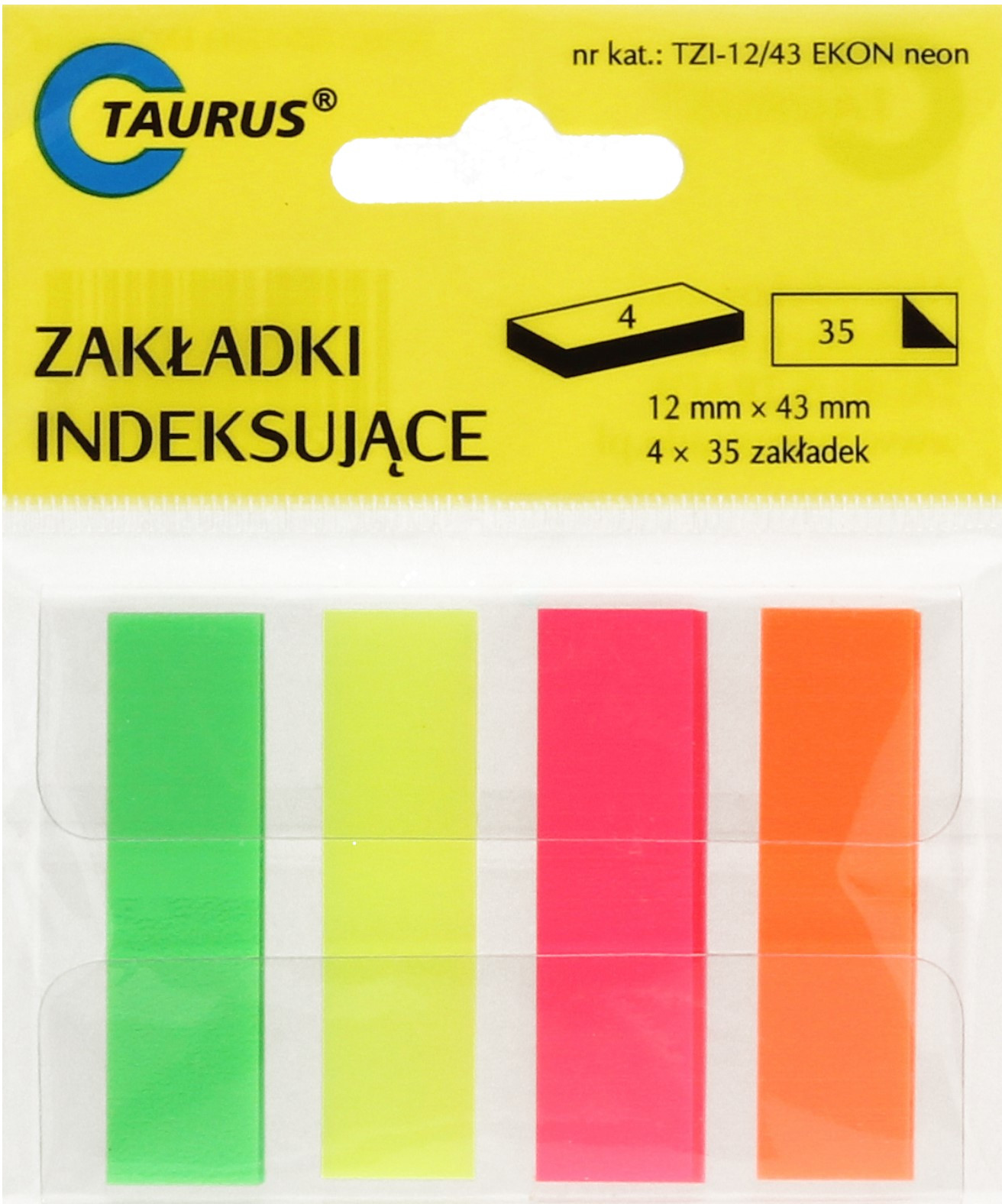 TAURUS Zakładki indeksujące 12x43/35 4kol neon