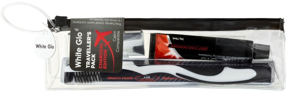 White Glo CHARCOAL ZESTAW PODRÓŻNY - SZCZOTECZKA+PASTA
