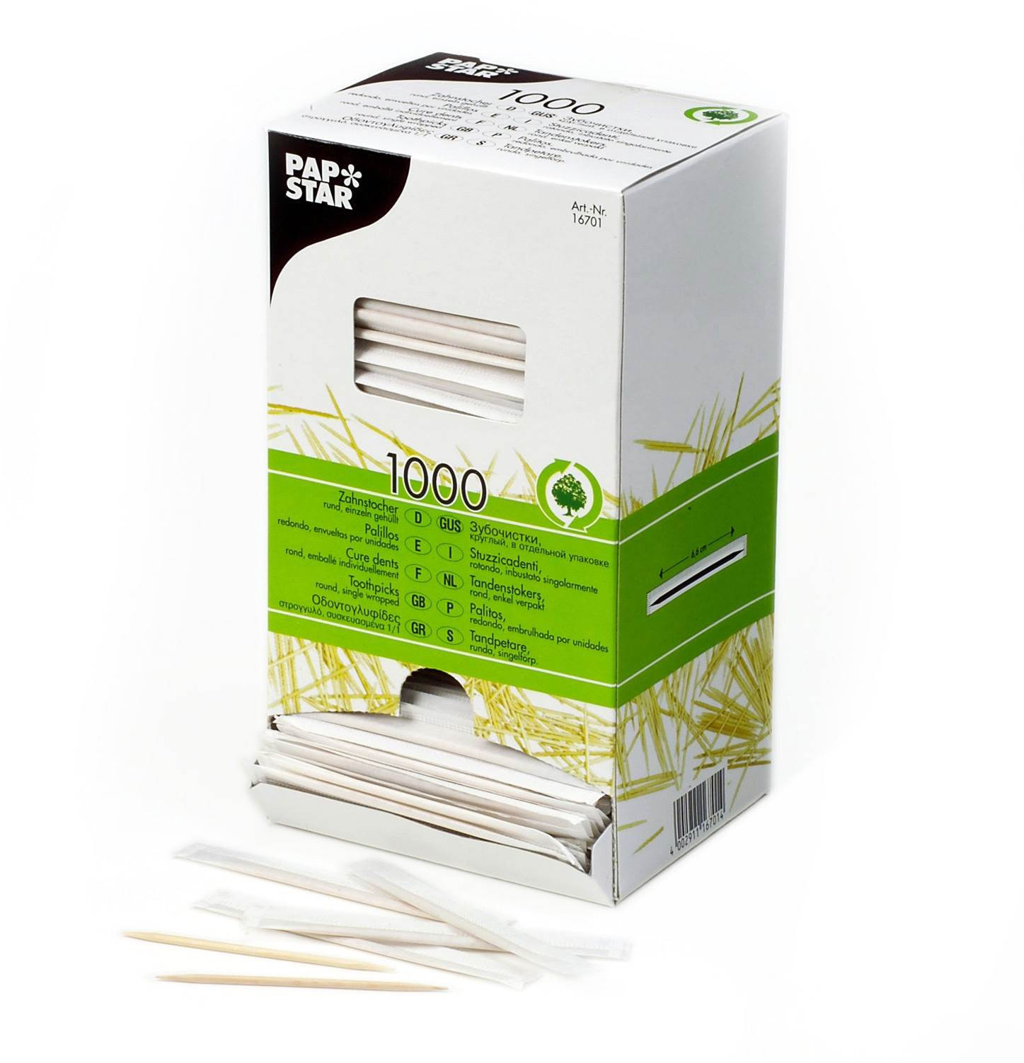 PAP STAR Finger Food wykałaczki pakowane pojedynczo 1000 szt. GS-16701 PAP STAR GS-16701