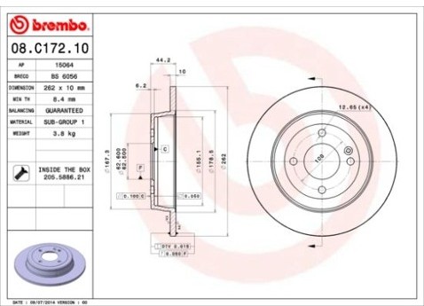 BREMBO Tarcza hamulcowa 08.C172.10