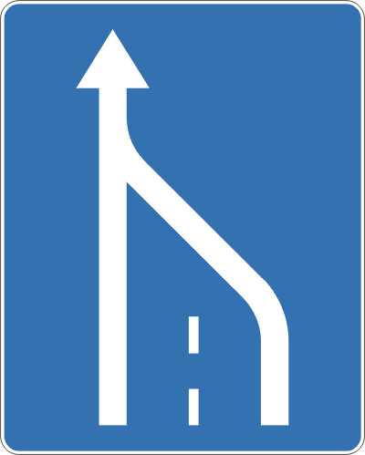 Znak drogowy informacyjny D-14 Koniec pasa ruchu