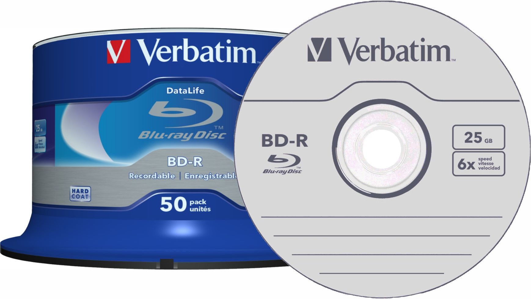 Verbatim Bd-r Blu-ray 25GB DataLife 6x 50szt Hard