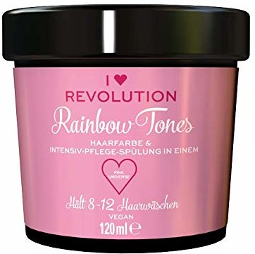 I Heart Revolution Rainbow Tones Pink Universe  semi permanente farba do włosów i odżywka do włosów w jednym  zmywalna 8-12 myć włosów  wegańska, wielokrotnego użytku  120 ml