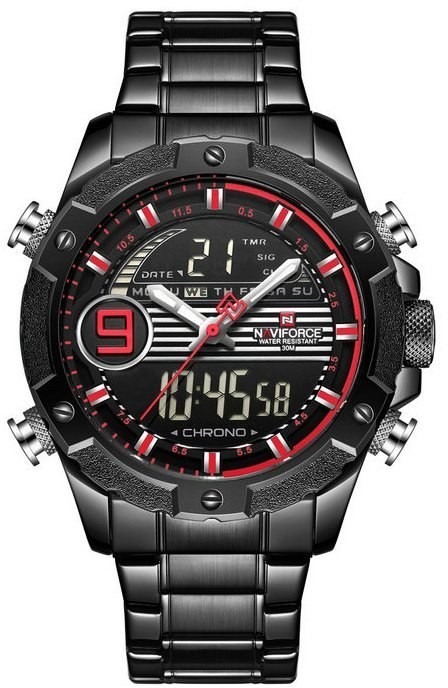 ZEGAREK MĘSKI NAVIFORCE - NF9146S (zn089b) - black/red + BOX NF9146S BBR