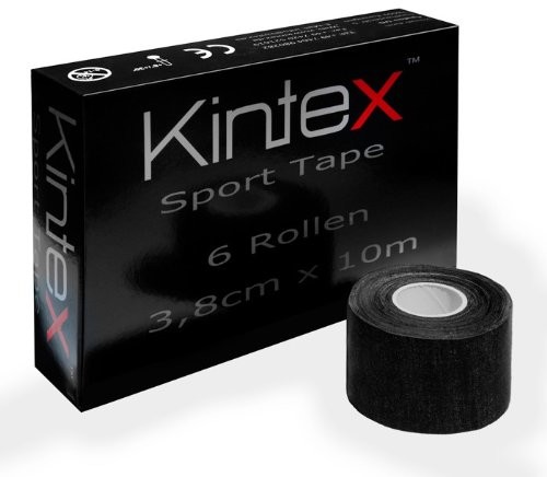 Kintex Plaster kintex 6 rolki Sport Tape 3,8 cm X 10 m Sport Tape nieelastyczna bandaż Sport, czarny SPTP_6_S