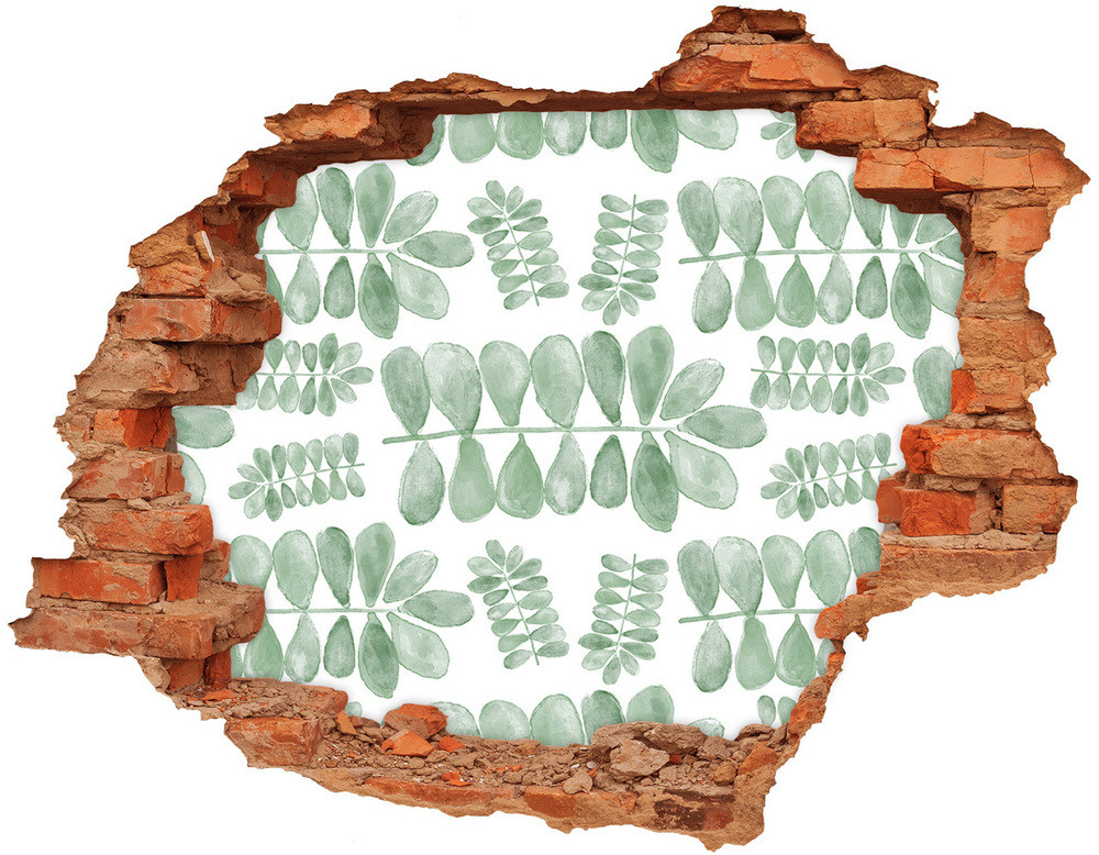 Wallmuralia.pl Naklejka 3D dziura na ścianę Zielone liście