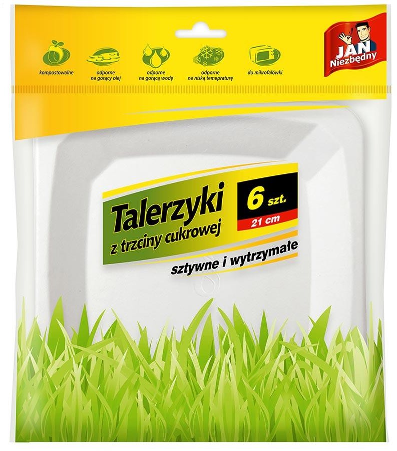 Jan Niezbędny talerze z trzciny cukrowej 21cm 6 sztuk