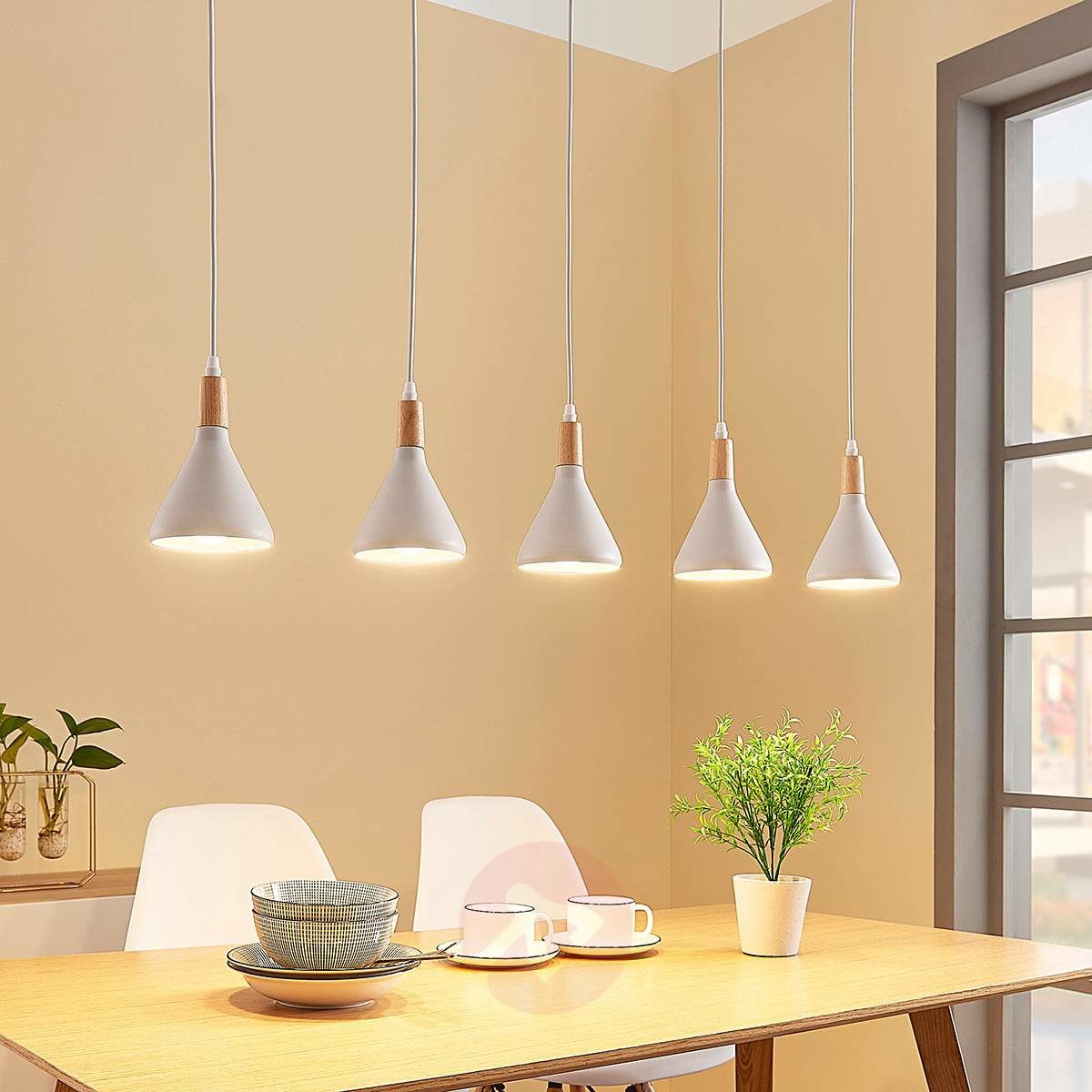 Lampenwelt com 5-punktowa lampa wisząca LED Arina, biała