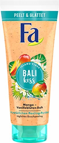 Fa FA Island Vibes Bali Kiss peeling pod prysznic o zapachu kwiatów mango i wanilii, 6 sztuk w opakowaniu (6 x 200 ml)