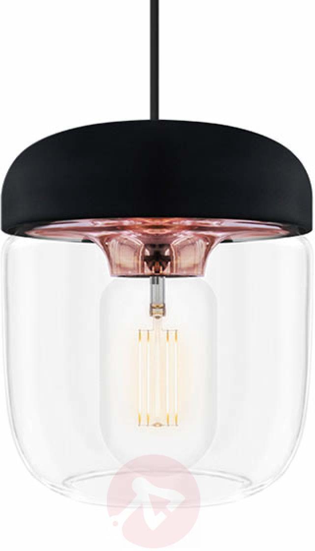 Vita Copenhagen Modna lampa wisząca Acorn, czerń i miedź