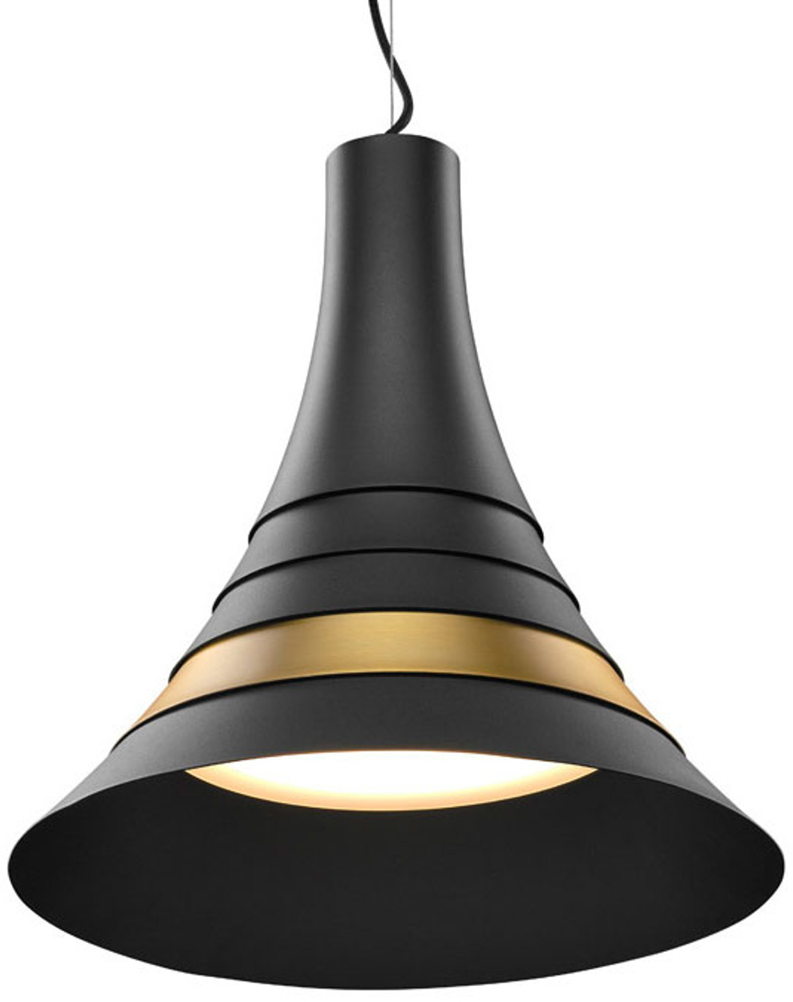 SLV SPOTLINE BATO 45 LED wisząca czarna z mosiężnym pierścieniem 1001350