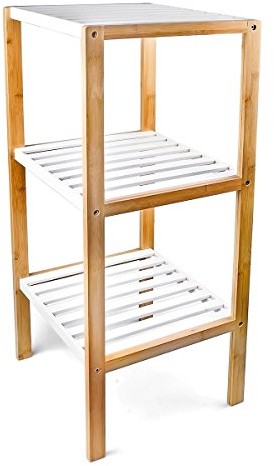 Relaxdays regał bambusowy z 3 półkami, wys. x szer. x gł.: 80 x 33 x 34 cm, naturalne drewno, idealny do kuchni i łazienki, kolor: naturalny i biały 10017162