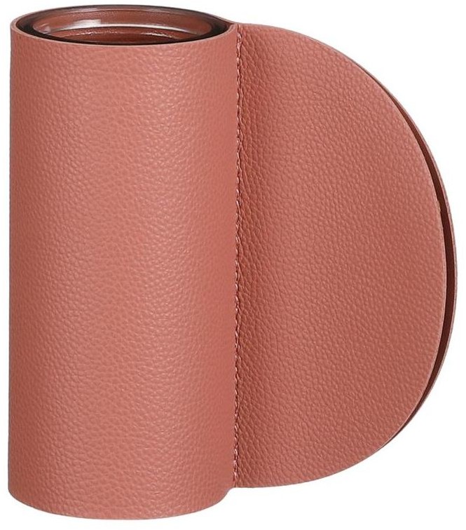 TAJEMNICZY OGRÓD Wazon szklany w osłonie skórzanej wys. 14 cm różowy