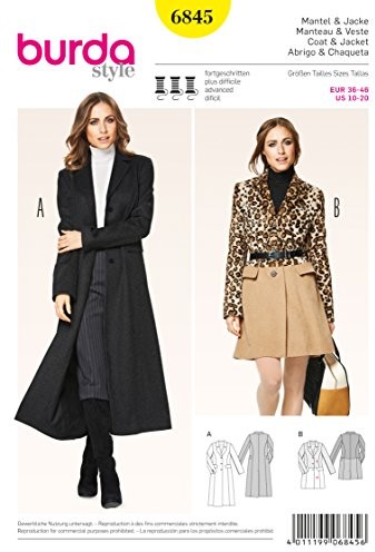 Burda burda wykrój płaszcz kurtka i 6845 B6845