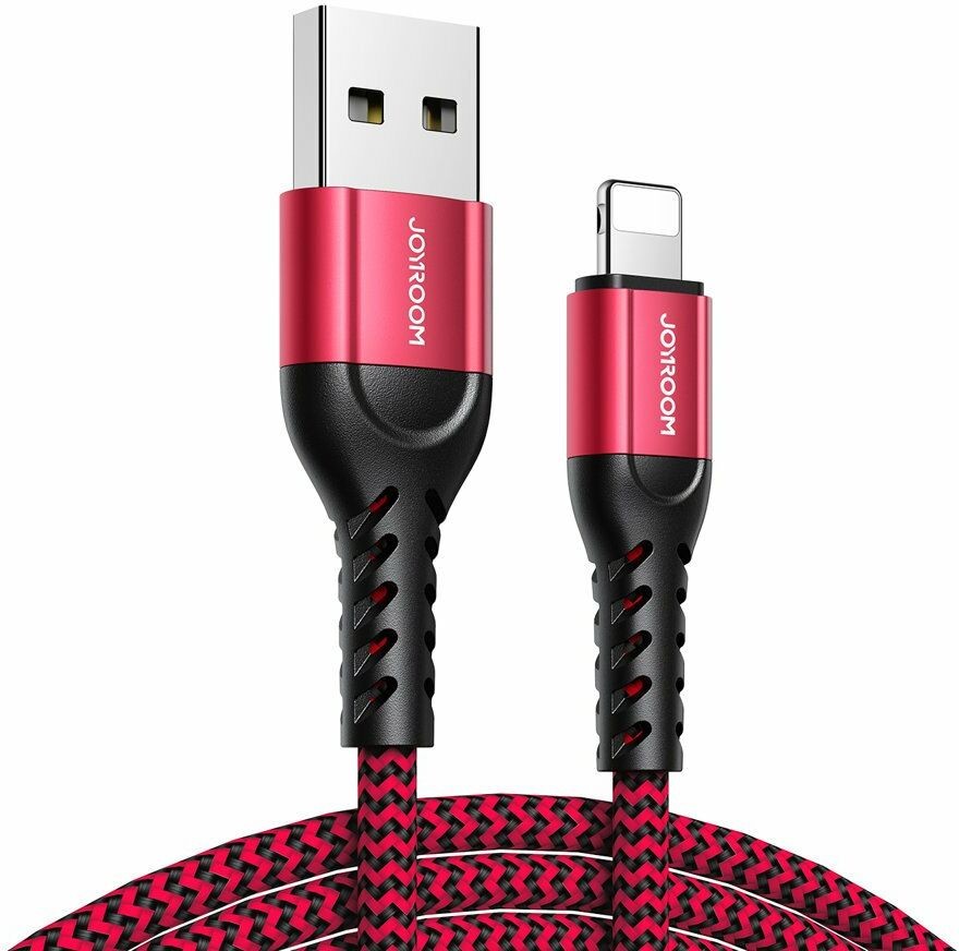 Joyroom N10 King Kong series zestaw 3 x nylonowy kabel przewód USB - Lightning (0.25m + 1.2m + 2m) 2,4A czerwone