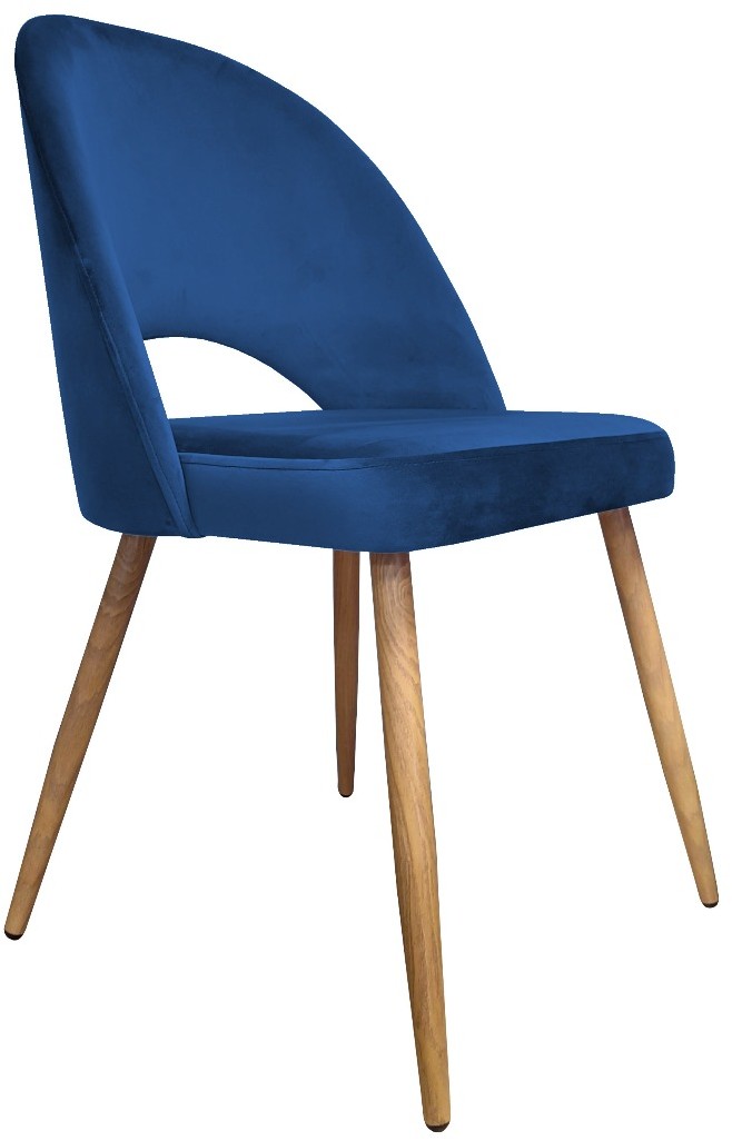Atos Krzesło ISKAR 2 VELVET granatowe/dąb w stylu glamour POLO-DAB-MG16