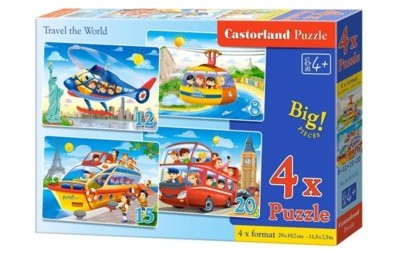 Castorland 4x1 Puzzle 8-12-15-20 Travel the World