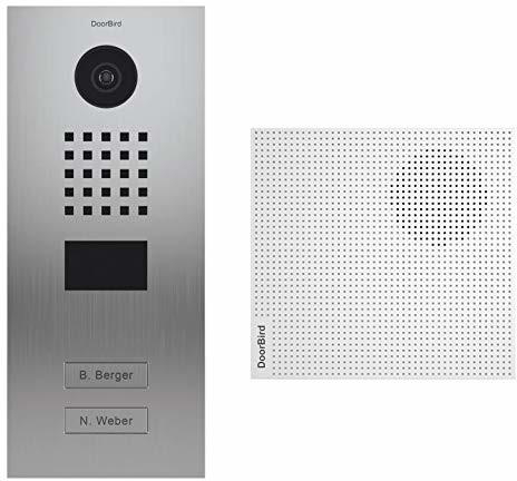 DoorBird Kit d2102 V + a1061 W  portier vidéo IP 2 sonnettes d2102 V Inox + Fort carillon