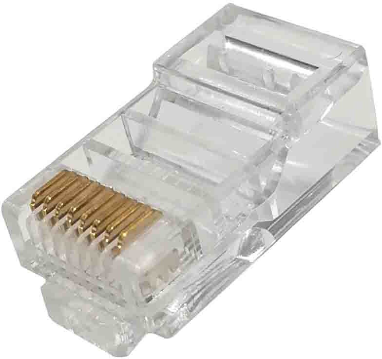 Wtyk RJ45 z pozłacanymi pinami drut) kat.6 typ EZ przelotowy 2807
