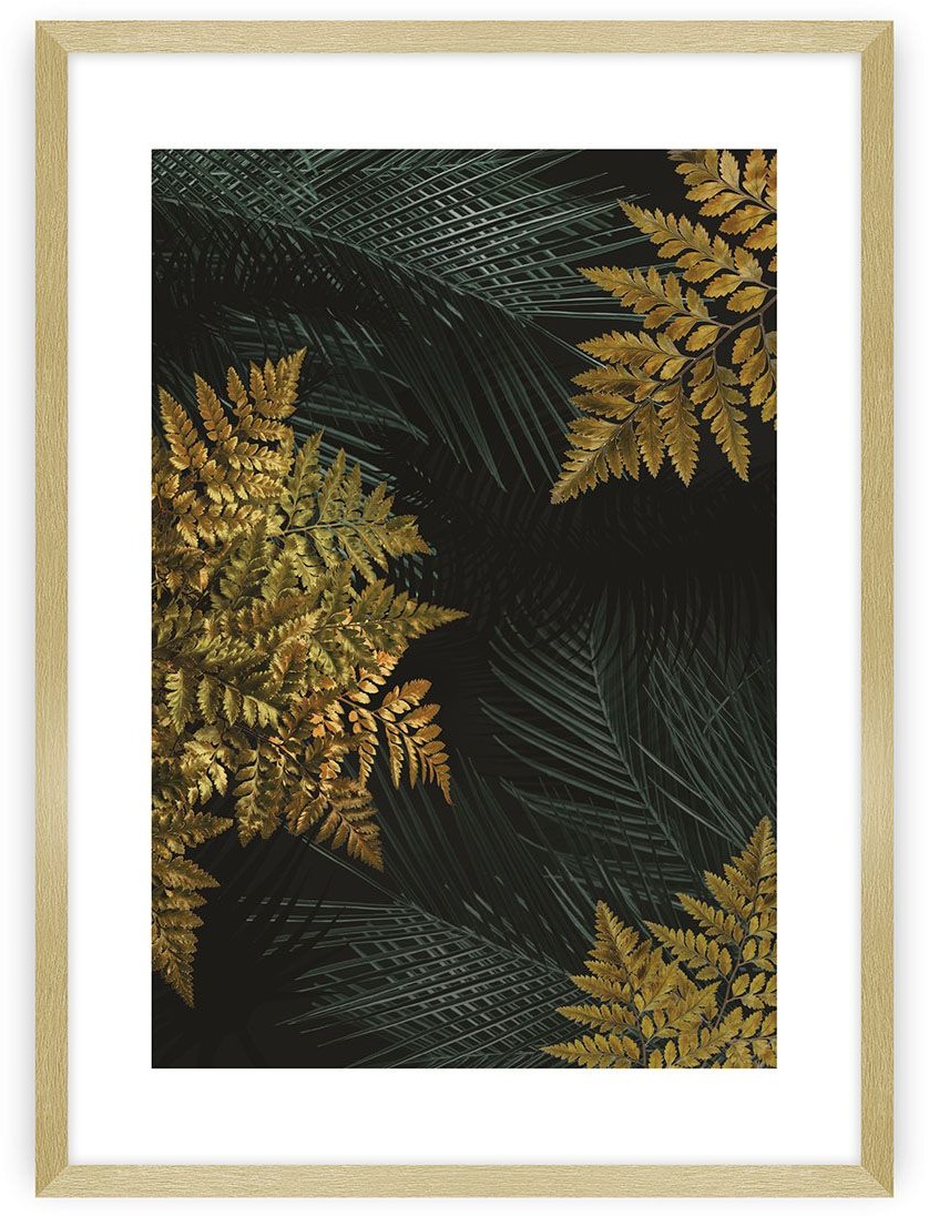 Dekoria Plakat Golden Leaves II 21 x 30 cm Ramka Złota 218A-000-51