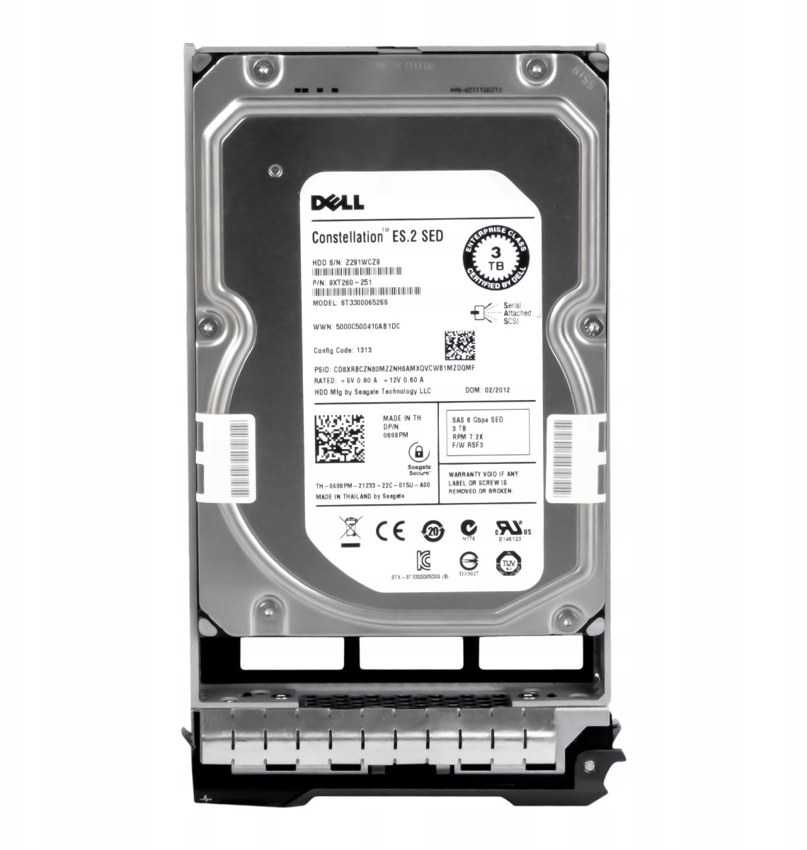 Dell 0698PM 3TB 7.2K 64MB SAS-2 3.5'' ST33000652SS