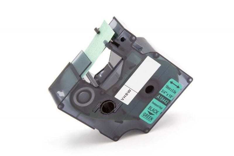 Dymo Taśma zamiennik 18442, 19mm x 5, 5m czarny druk / zielony podkład, vinyl