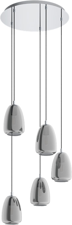 Eglo Alobrase 98617 lampa wisząca zwis oprawa 5x40W E27 chrom/ czarna dymiona
