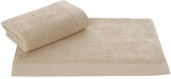Soft Cotton Ręcznik kąpielowy LEAF 75 x 150 cm Beżowy Ręcznik kąpielowy LEAF 75 x 150 cm Beżowy