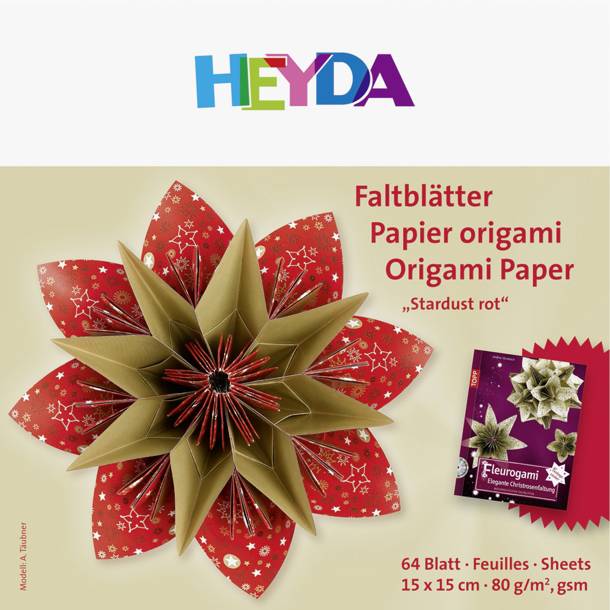 Heyda papier do origami, Stardust, odcienie czerwieni, 64 arkusze