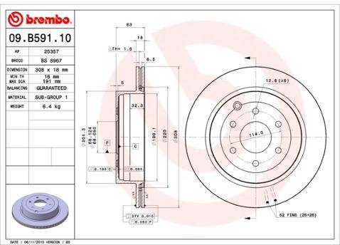BREMBO Tarcza hamulcowa 09.B591.10