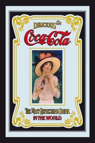 Empire Poster  Coca Cola  Most Refreshing drink  rozmiar (cm), ok. 20 X 30  lustro lustro na ścianę z czarnego tworzywa sztucznego ramki o wyglądzie drewna z nadrukami z nadrukami 538918