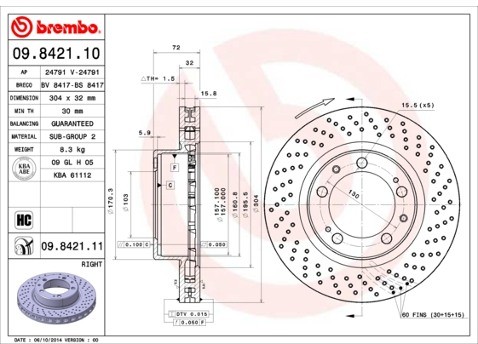 BREMBO Tarcza hamulcowa 09.8421.11