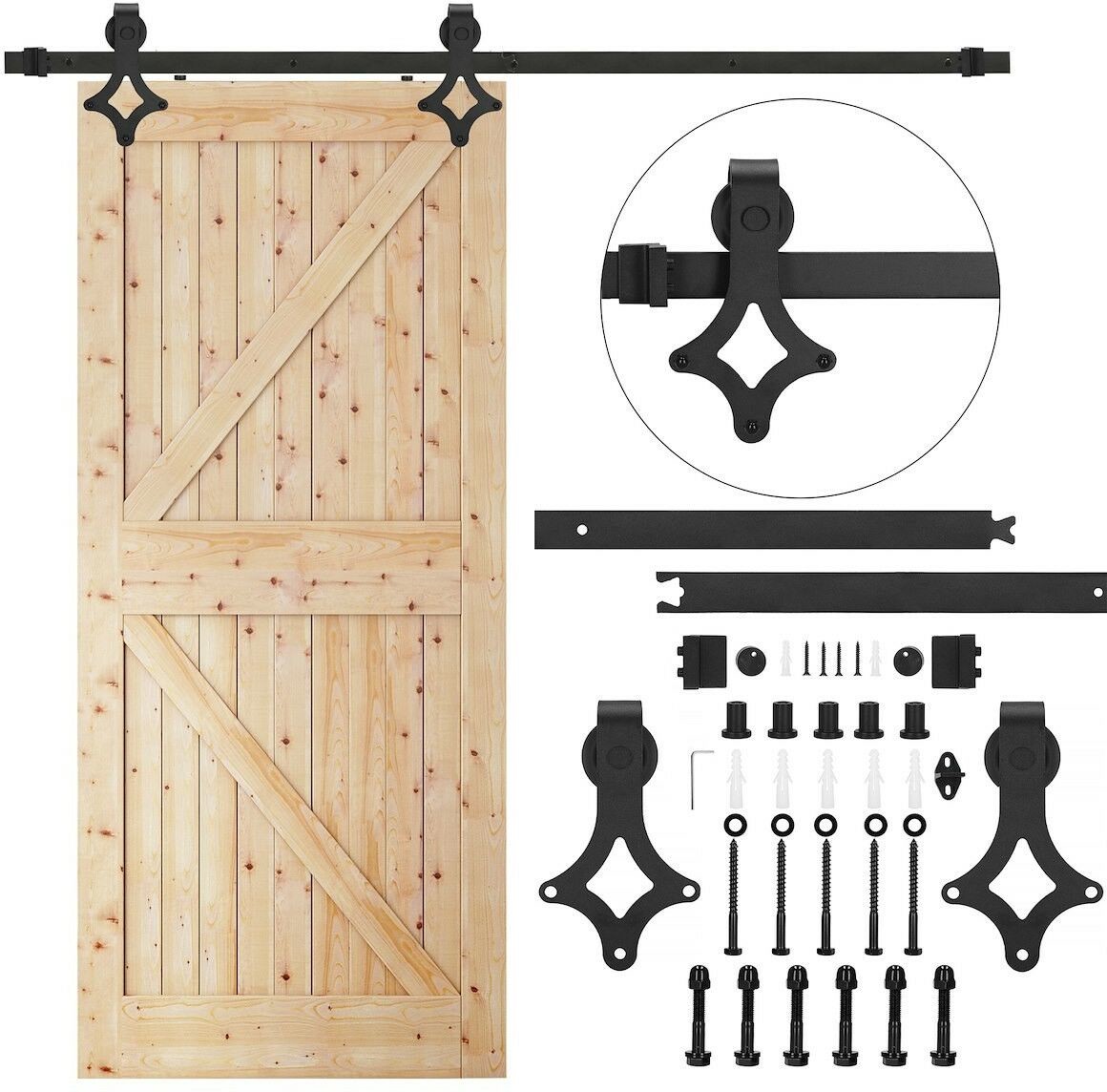 System drzwi przesuwnych 183 cm barn door, prowadnica do 100 kg czarny HA5002