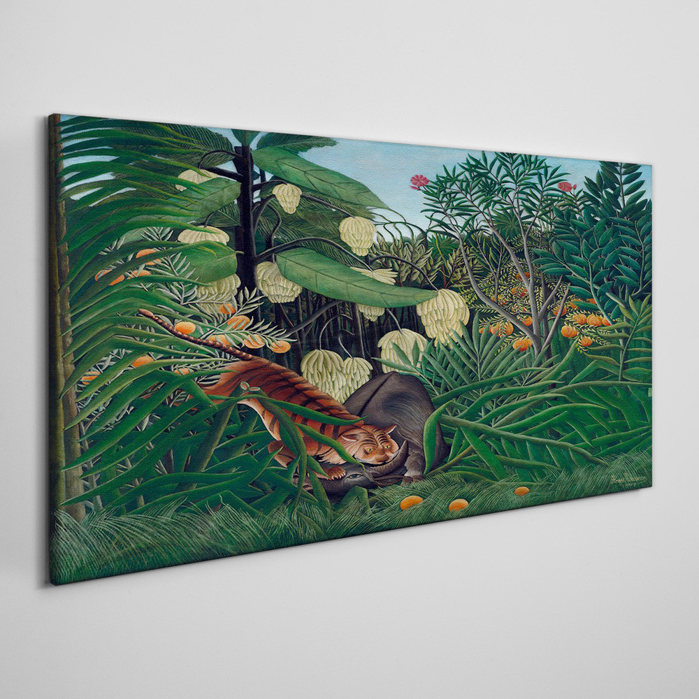 PL Coloray Obraz na Płótnie Dżungla Tygrys Owoce Drzewa 140x70cm