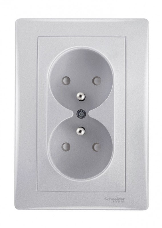 Schneider Electric Schneider Sedna aluminium gniazdo podwójne z przesłonami +0) SDN2800660