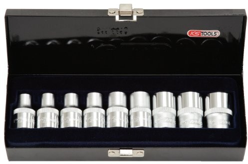 KS Tools 911.4410 zestaw kluczy nasadowych 1/2 cala TX-E, 9-częściowy, E10 E24 4042146053805