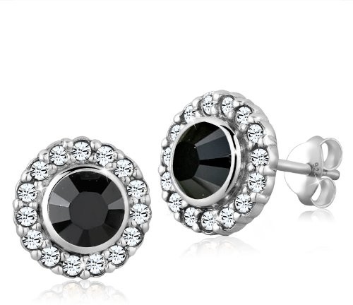 Elli Damskie kolczyki na sztyfcie kryształ  srebro wysokiej próby 925 kryształ Swarovskiego 310570113, srebro sterling próby 925, czarny 0309742612